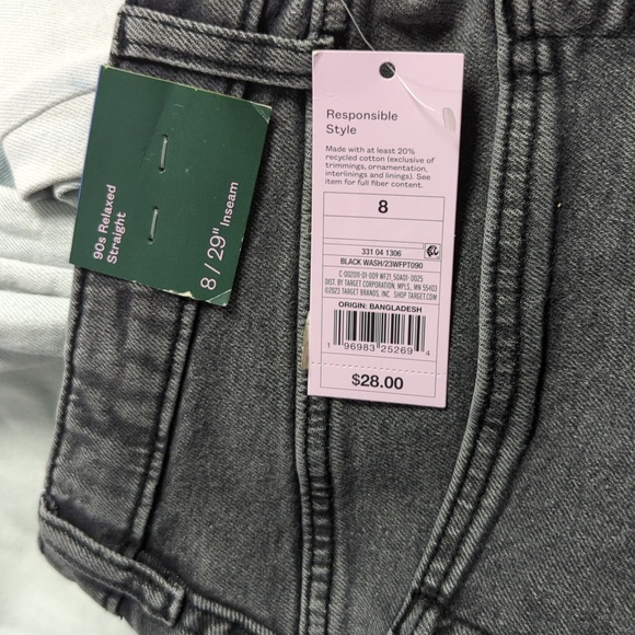 Wild Fable '90s Relaxed Straight Black Stonewash Size 8 /29 Inseam - Picture 2 of 7